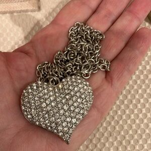 Rhinestone Heart Pendant  30” Necklace